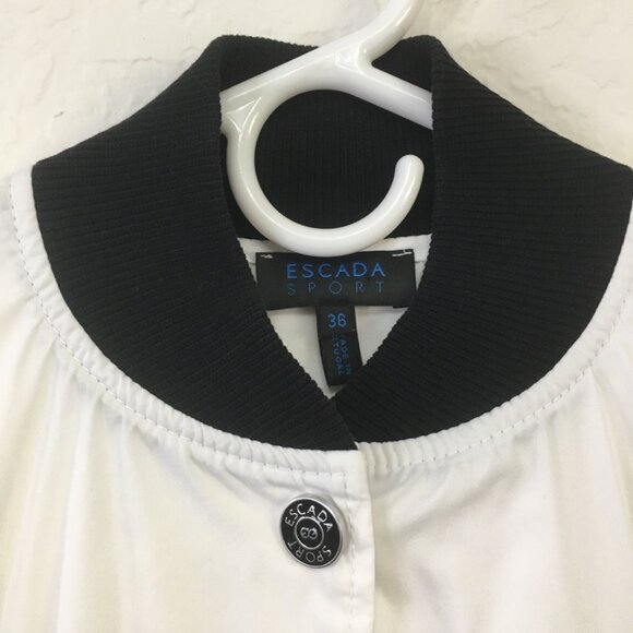 Escada Sport Bomber Jacket Womens Size 36 White Black Collar Balloon Sleeve - Picture 2 of 16